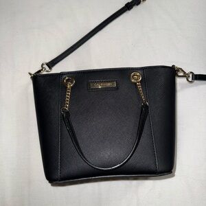 Calvin Klein Black Saffiano Crossbody Bag with Gold Hardware